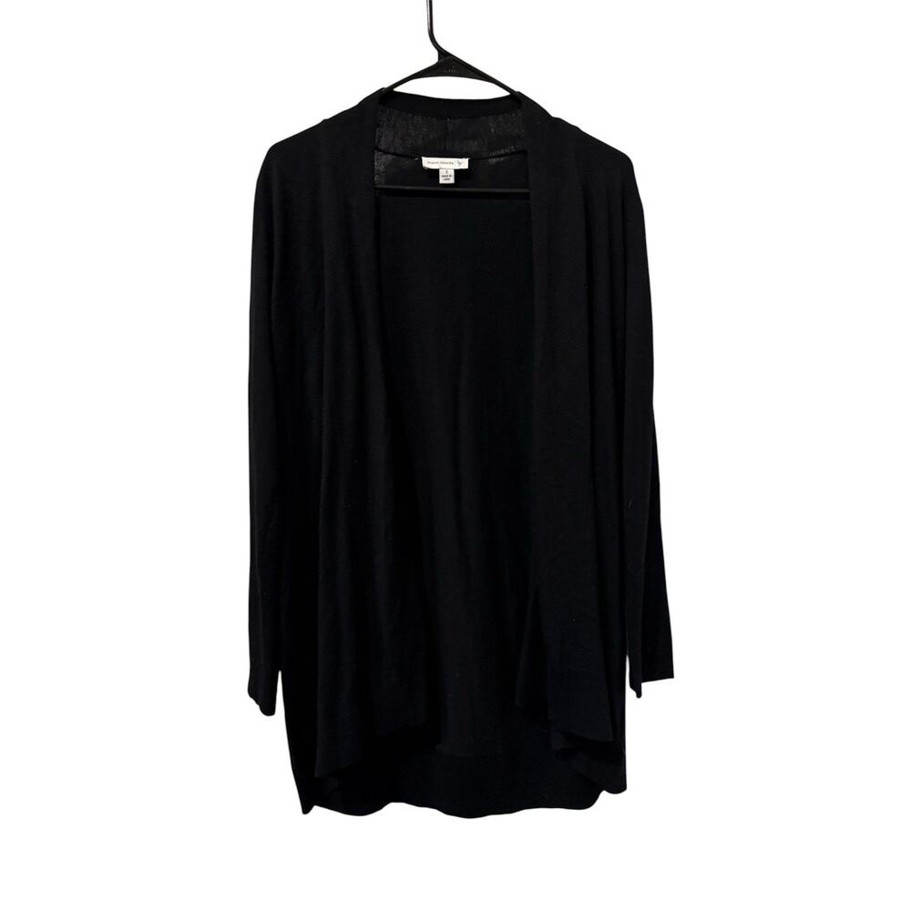 Susan Graver Womens Black Lightweight Knit Open Front Cardigan SZ S